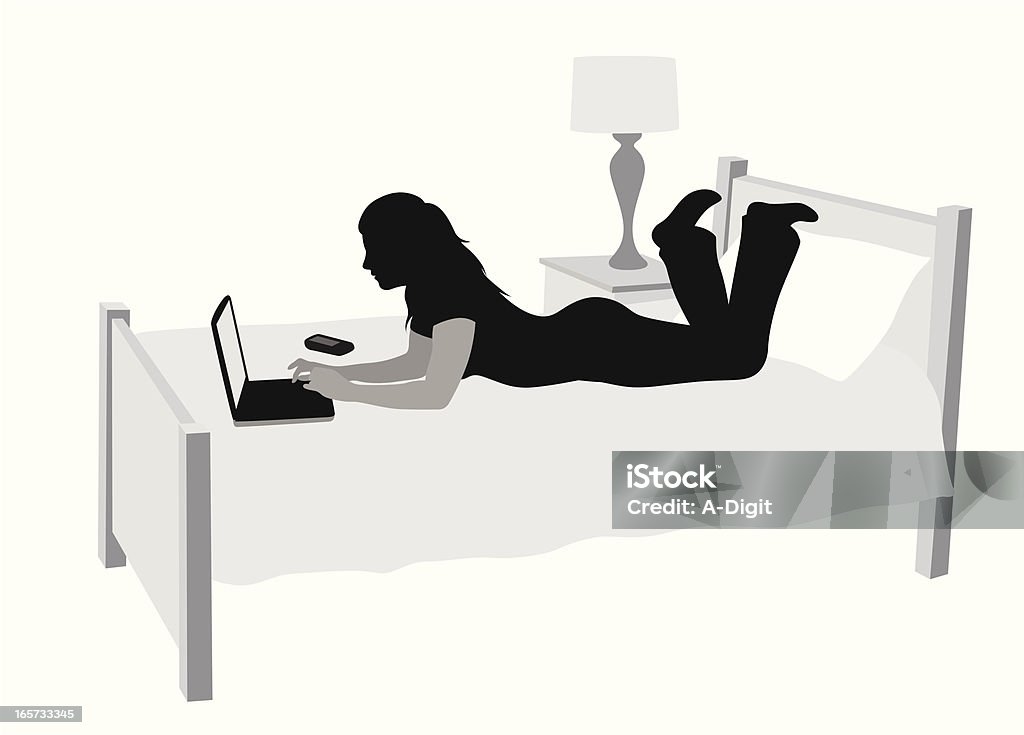 BedroomLaptop - arte vectorial de Cama libre de derechos