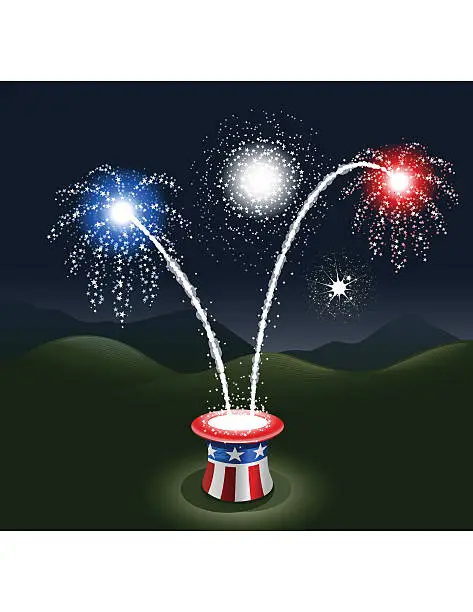 Vector illustration of Patriotic Fireworks