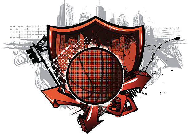 Street Basketball Shield  basketball sport street silhouette stock illustrations