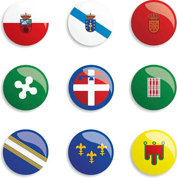 Vector illustration of World Flag Buttons