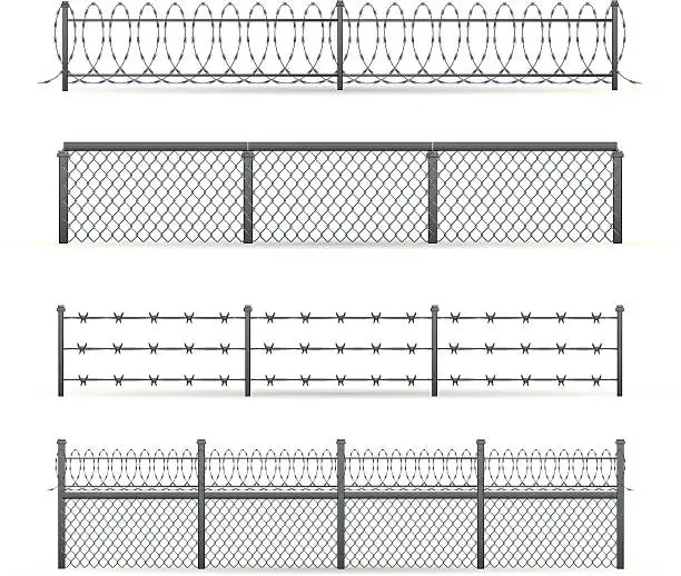 Vector illustration of Industrial Fences