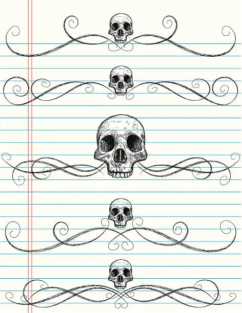 Vector illustration of sketchy skull page rules