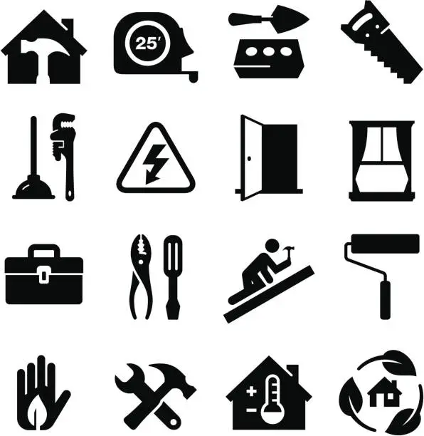 Vector illustration of Construction Icons  - Black Series