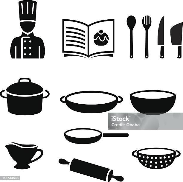 Symboles De Cuisine Vecteurs libres de droits et plus d'images vectorielles de Livre de cuisine - Livre de cuisine, Icône, Rouleau à pâtisserie