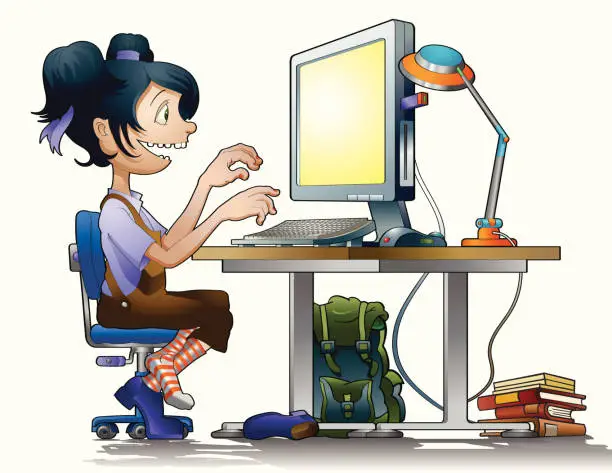 Vector illustration of Children and Technology II