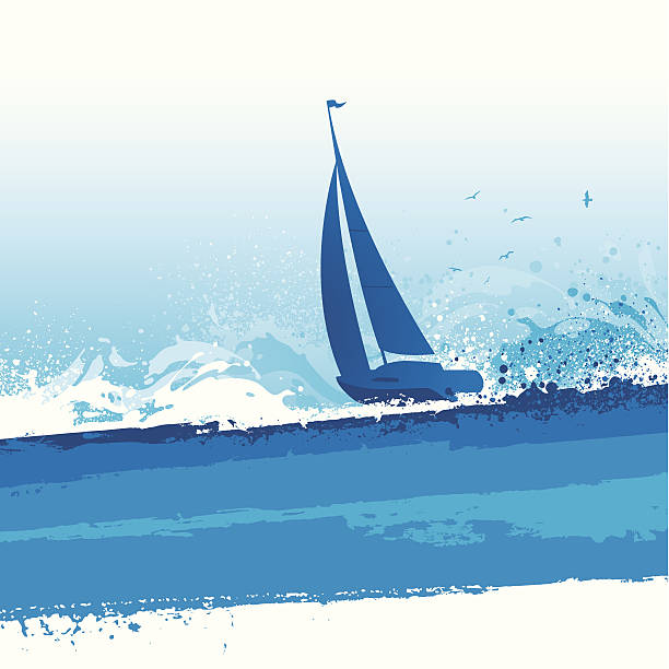 ilustrações de stock, clip art, desenhos animados e ícones de fundo de vela - sailboat nautical vessel lake sea