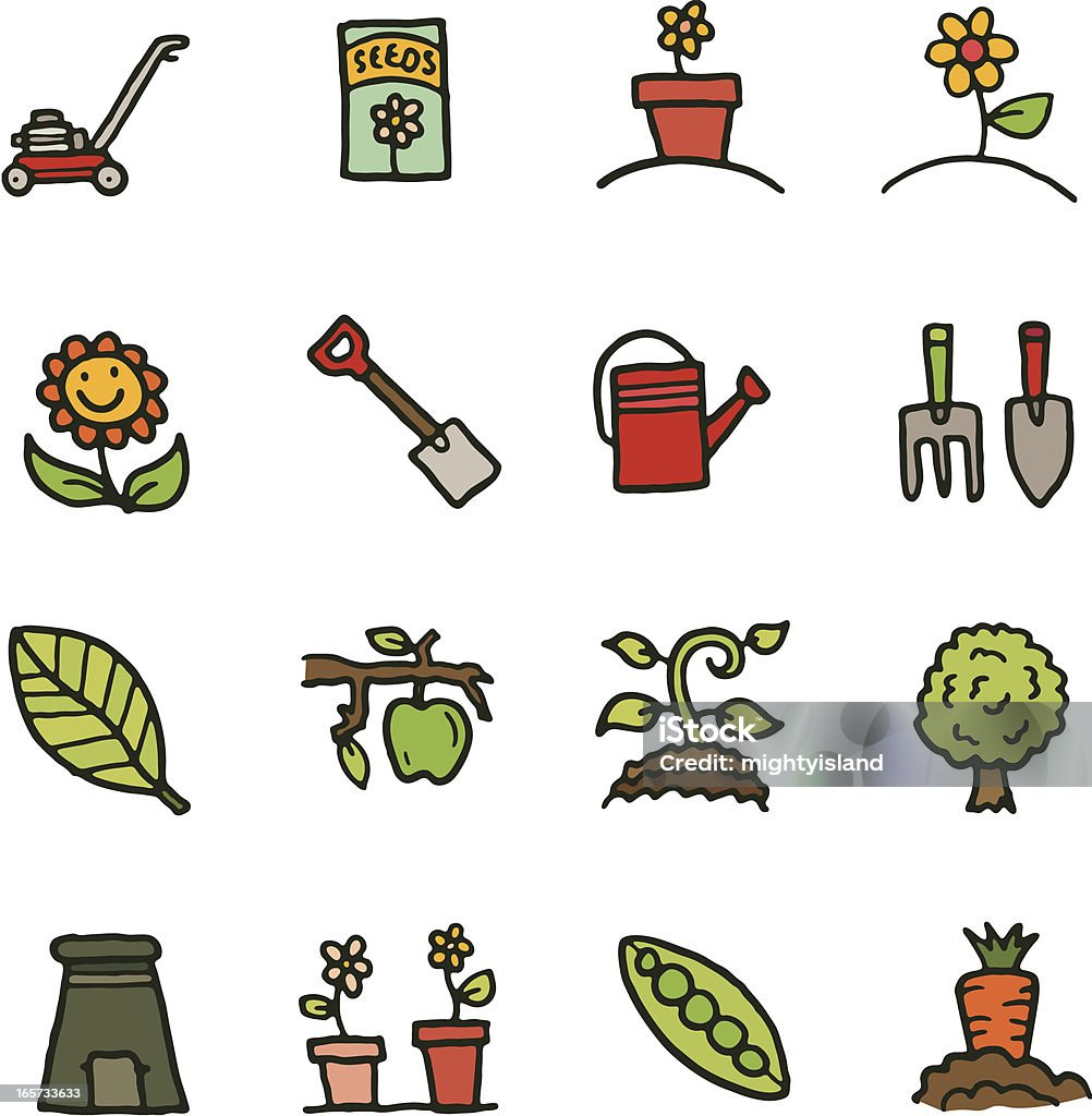 Gärtnern und pflanzliche hand drawn Icon - Lizenzfrei Samentüte Vektorgrafik