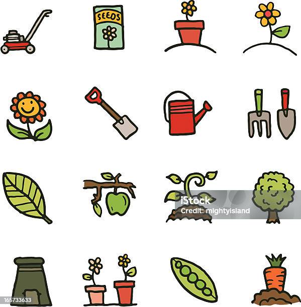Gärtnern Und Pflanzliche Hand Drawn Icon Stock Vektor Art und mehr Bilder von Samentüte - Samentüte, Baum, Comic - Kunstwerk