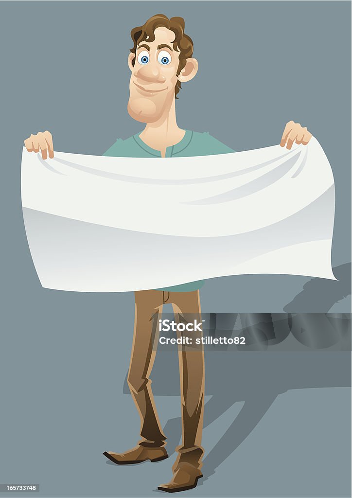 Hombre que agarra toallita blanca - arte vectorial de Adulto libre de derechos
