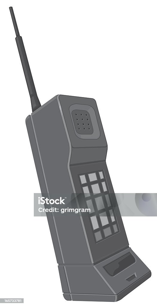 Téléphone rétro des années 80 avec ariel - clipart vectoriel de Téléphone mobile libre de droits