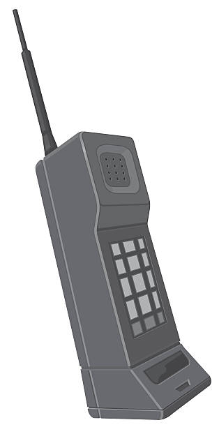 80 年代のレトロな電話、アリエル - old mobile phone telephone obsolete点のイラスト素材／クリップアート素材／マンガ素材／アイコン素材