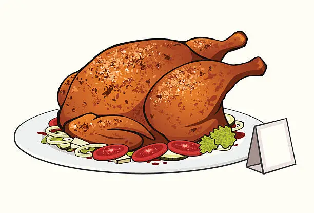 Vector illustration of roast chicken
