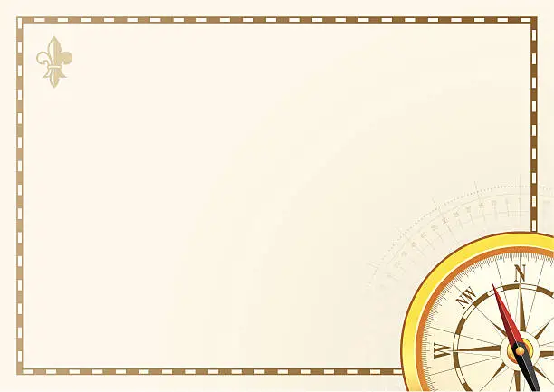 Vector illustration of Golden compass with empty background