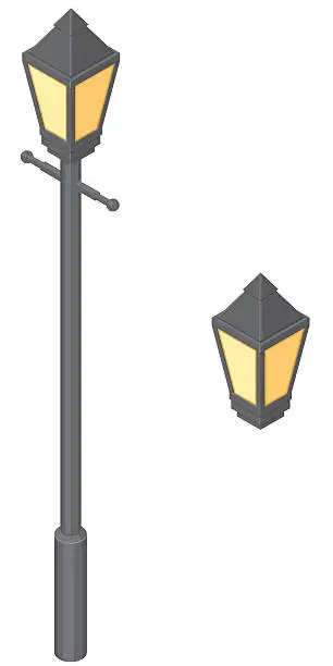 Vector illustration of Isometric lamp Post