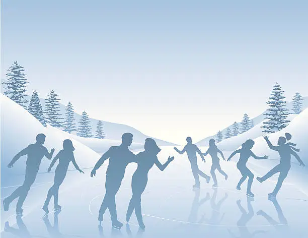 Vector illustration of Skating scene