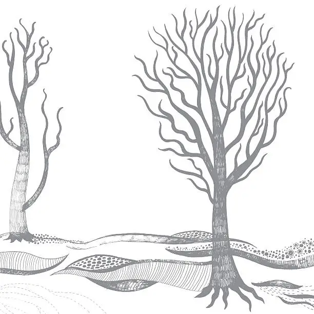 Vector illustration of Landscape with trees