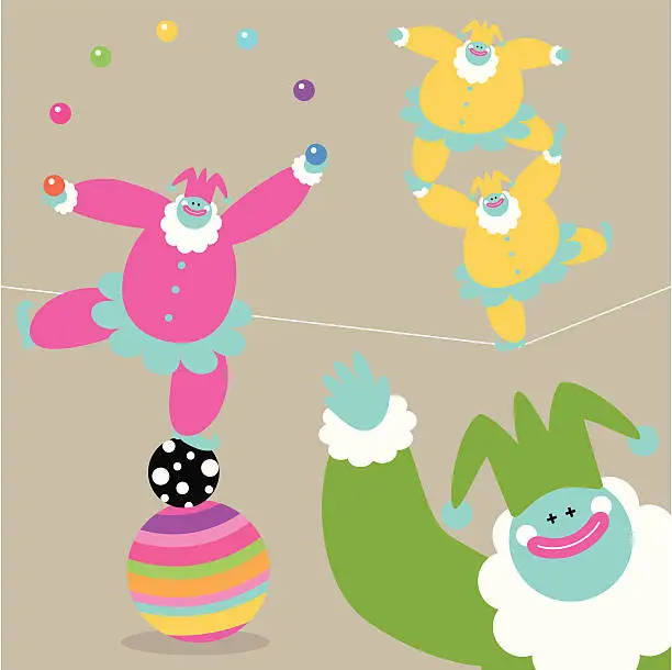 Vector illustration of Fun Time With Clowns