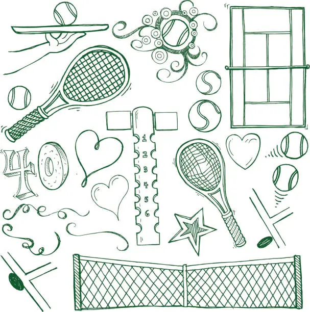 Vector illustration of Tennis Sport Doodles