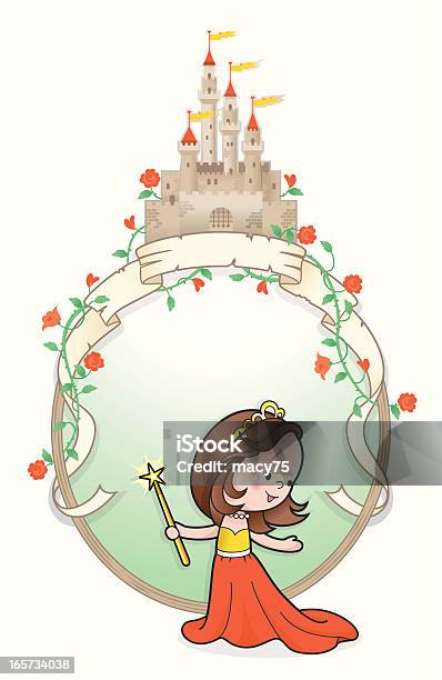 Niedliche Prinzessin Castle Rose Rahmen Stock Vektor Art und mehr Bilder von Märchen - Märchen, Rand, Biegung