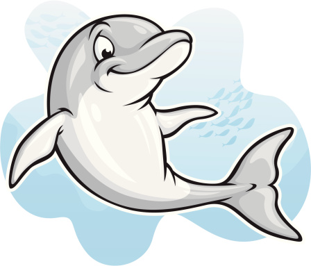 Vector Illustration of a cute little dolphin swimming in the ocean. File saved in layers for easy editing.