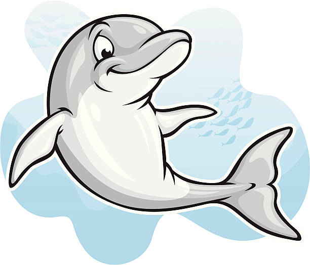Dolphin Vector Illustration of a cute little dolphin swimming in the ocean. File saved in layers for easy editing. dolphin stock illustrations