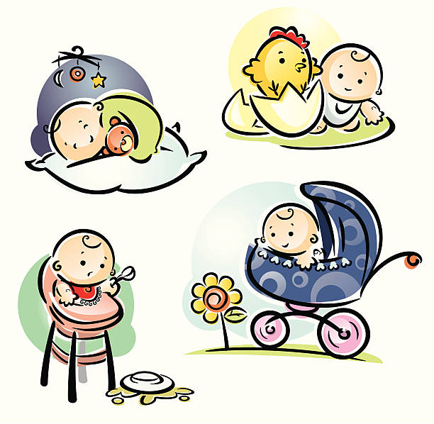 ilustrações, clipart, desenhos animados e ícones de conjunto de bebê - young bird baby chicken poultry chicken