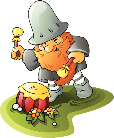 Garden dwarf with drum.