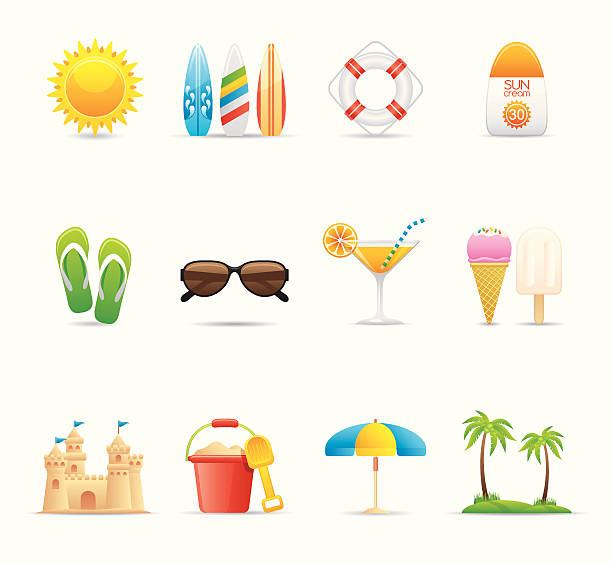 ilustrações, clipart, desenhos animados e ícones de férias de verão praia & ícone set/elegante series - sand bucket