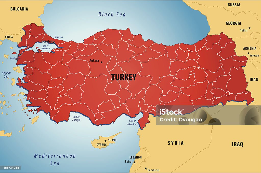 Mappa della Turchia - arte vettoriale royalty-free di Ankara - Turchia