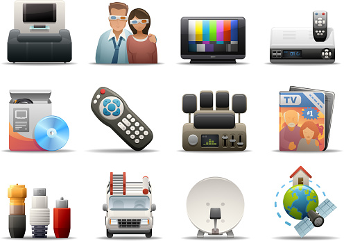 A Set of full color, smooth styled, rounded Cable TV icons. Smartly Grouped with shadows on layer. Easy to change and edit. See my portfolio for more!
