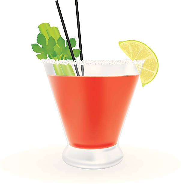 illustrazioni stock, clip art, cartoni animati e icone di tendenza di cocktail bloody mary - juice celery drink vegetable