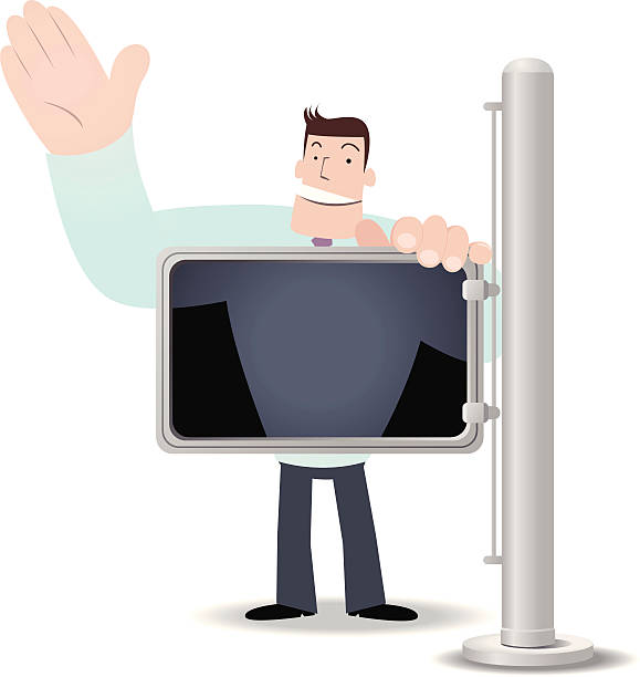 Smiling man holding an xray screen Vector illustration - Smiling man holding an xray screen, blank area for your message. x ray results stock illustrations