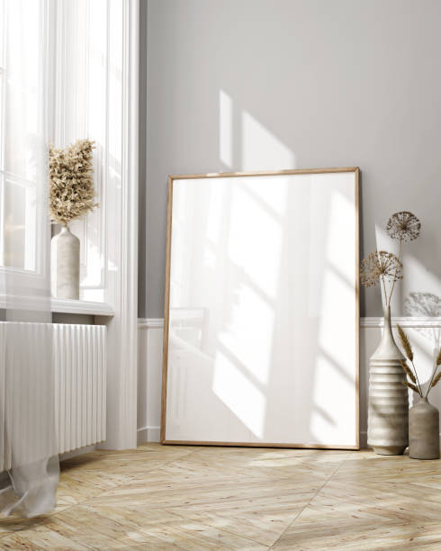 istock Mockup frame close up in living room interior design background. 1657342207