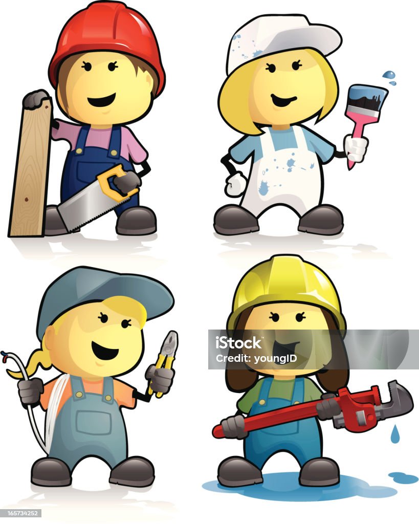 tradeswomen Dessin animé - clipart vectoriel de Électricien libre de droits