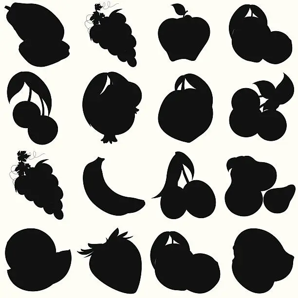 Vector illustration of Fruits Silhouette