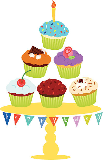 Compleanno Cupcakes - illustrazione arte vettoriale