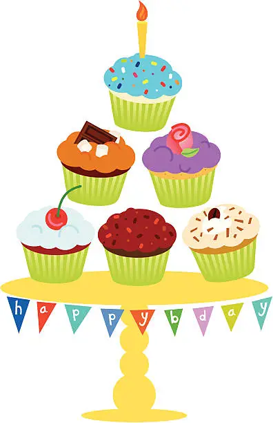 Vector illustration of Birthday Cupcakes