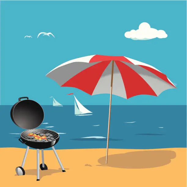 Vector illustration of beach bbq