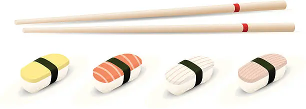 Vector illustration of Chopsticks and Sushi