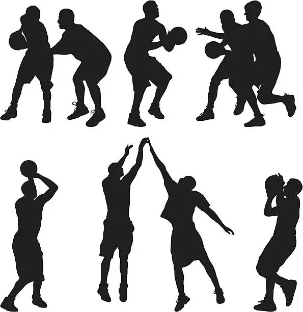 Vector illustration of Basketball players in action