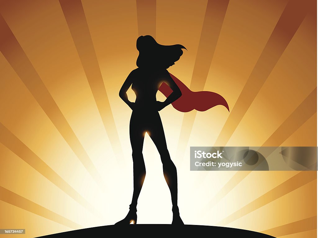 Super Heroine Silhouette part 2 A comic style illustration of a super heroine silhouette with light shading effects. Superhero stock vector