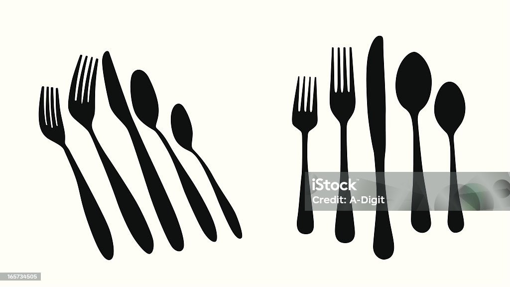 Cutlery Vector Silhouette A-Digit Black Color stock vector
