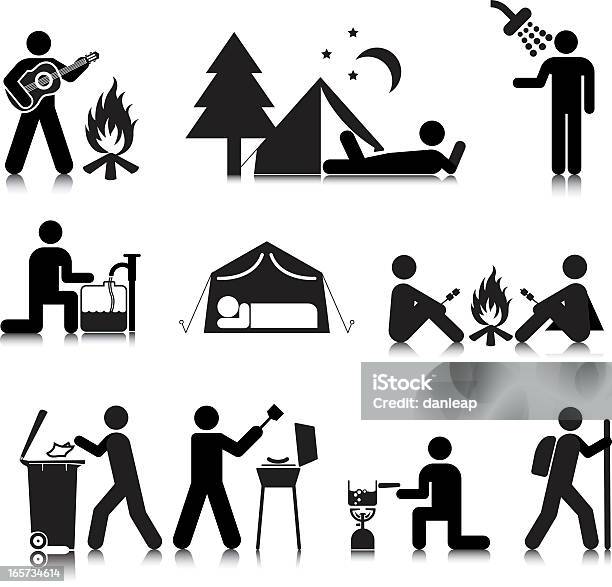 Campingicons Standard Stock Vektor Art und mehr Bilder von Camping - Camping, Strichmännchen, Bewegung