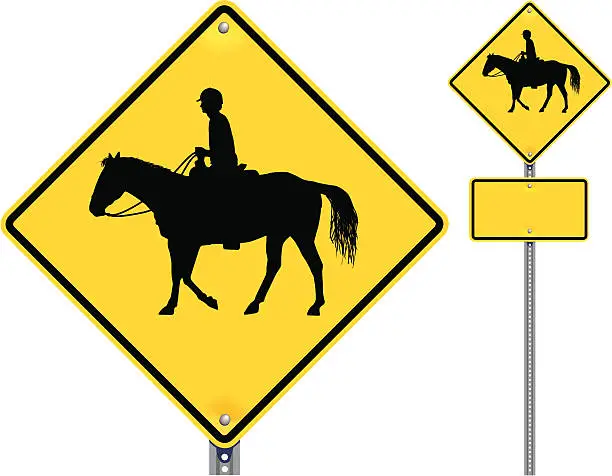 Vector illustration of Horse Crossing Road Sign