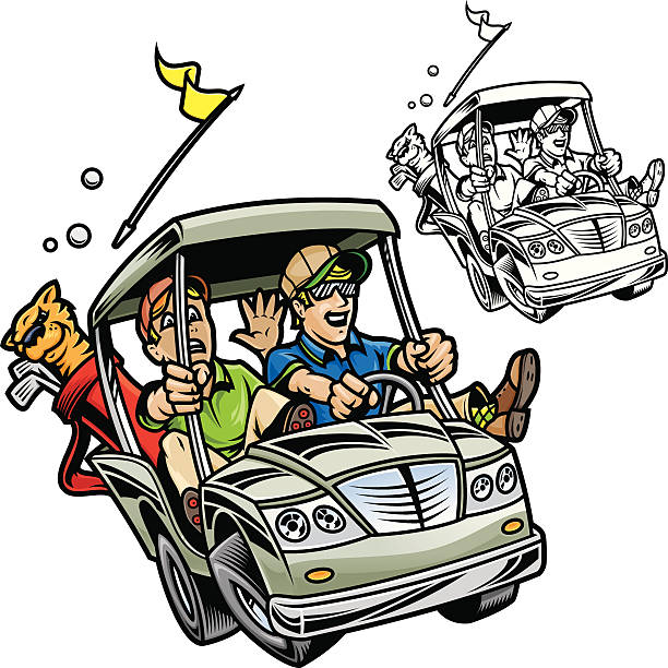 ilustrações, clipart, desenhos animados e ícones de carrinho de golfe muita desordem - golf cart golf mode of transport transportation