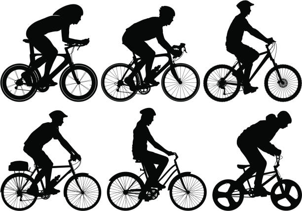 Detailed Bike Riders vector art illustration