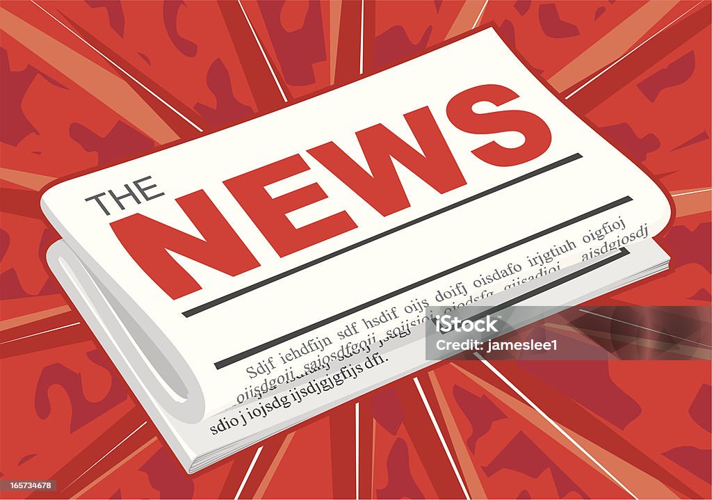 Illustration of a newspaper on a red background Newspaper with space for your headline Communication stock vector