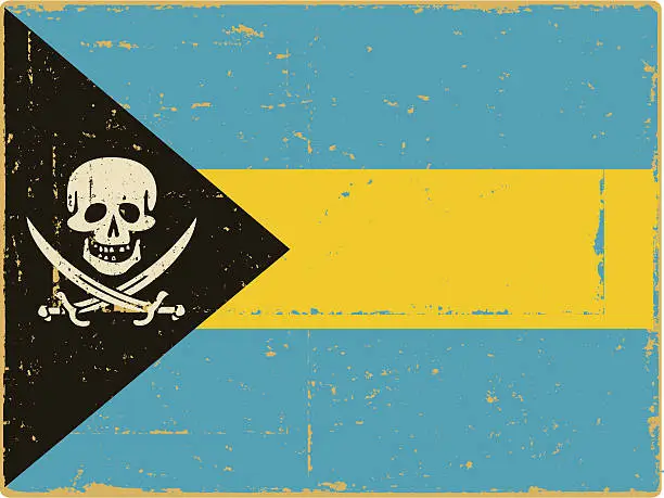 Vector illustration of Bahamian Flag with Pirate Skull