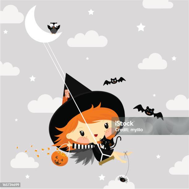 Ilustración de Linda Poco De Brujas En Halloween Ilustración Vectorial y más Vectores Libres de Derechos de Halloween