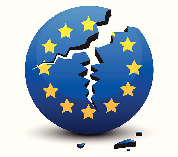 illustrazioni stock, clip art, cartoni animati e icone di tendenza di unione europea di sgretolamento dopo la crisi economica - debt recession concepts star shape